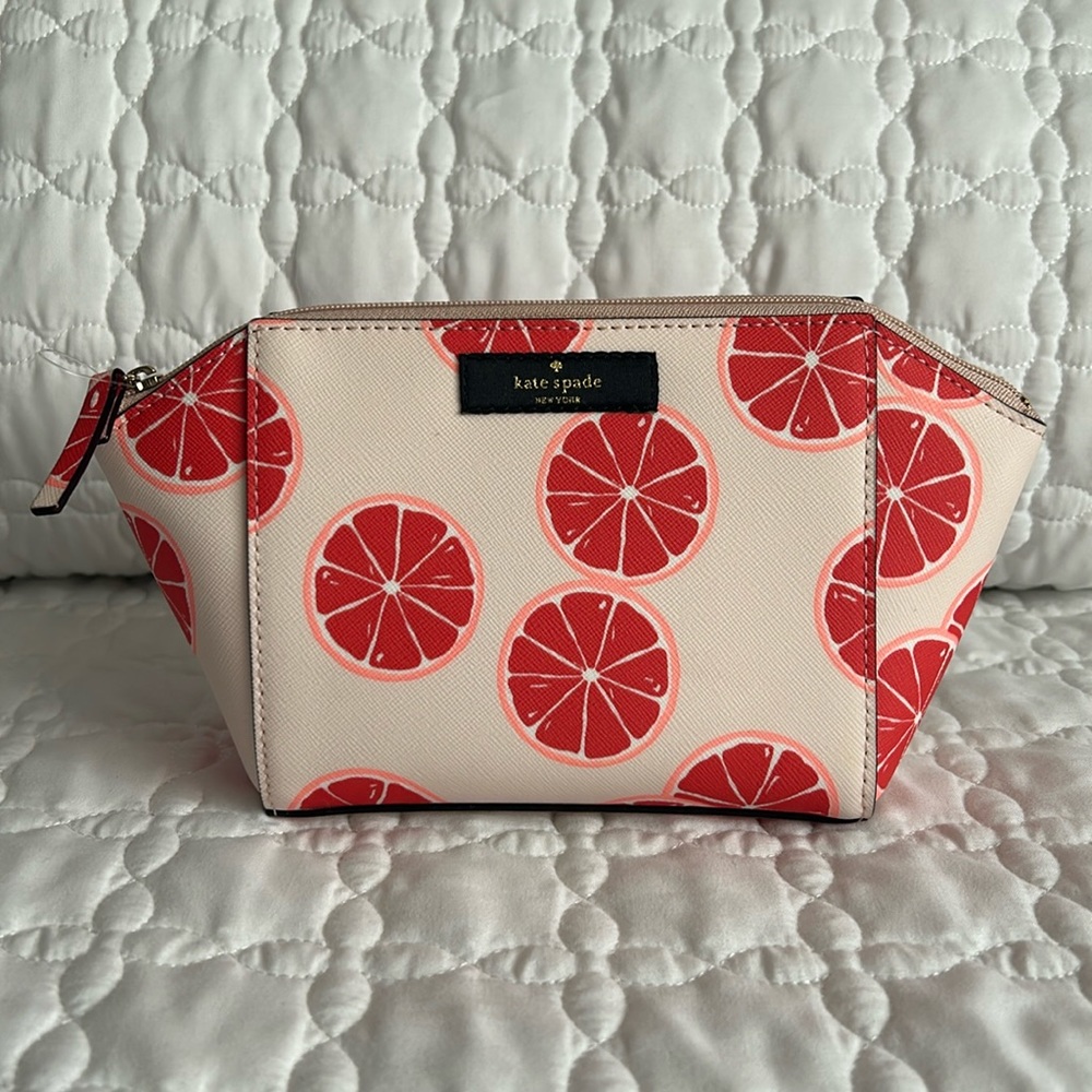 Kate Spade small eady grapefruit cosmetic’s bag